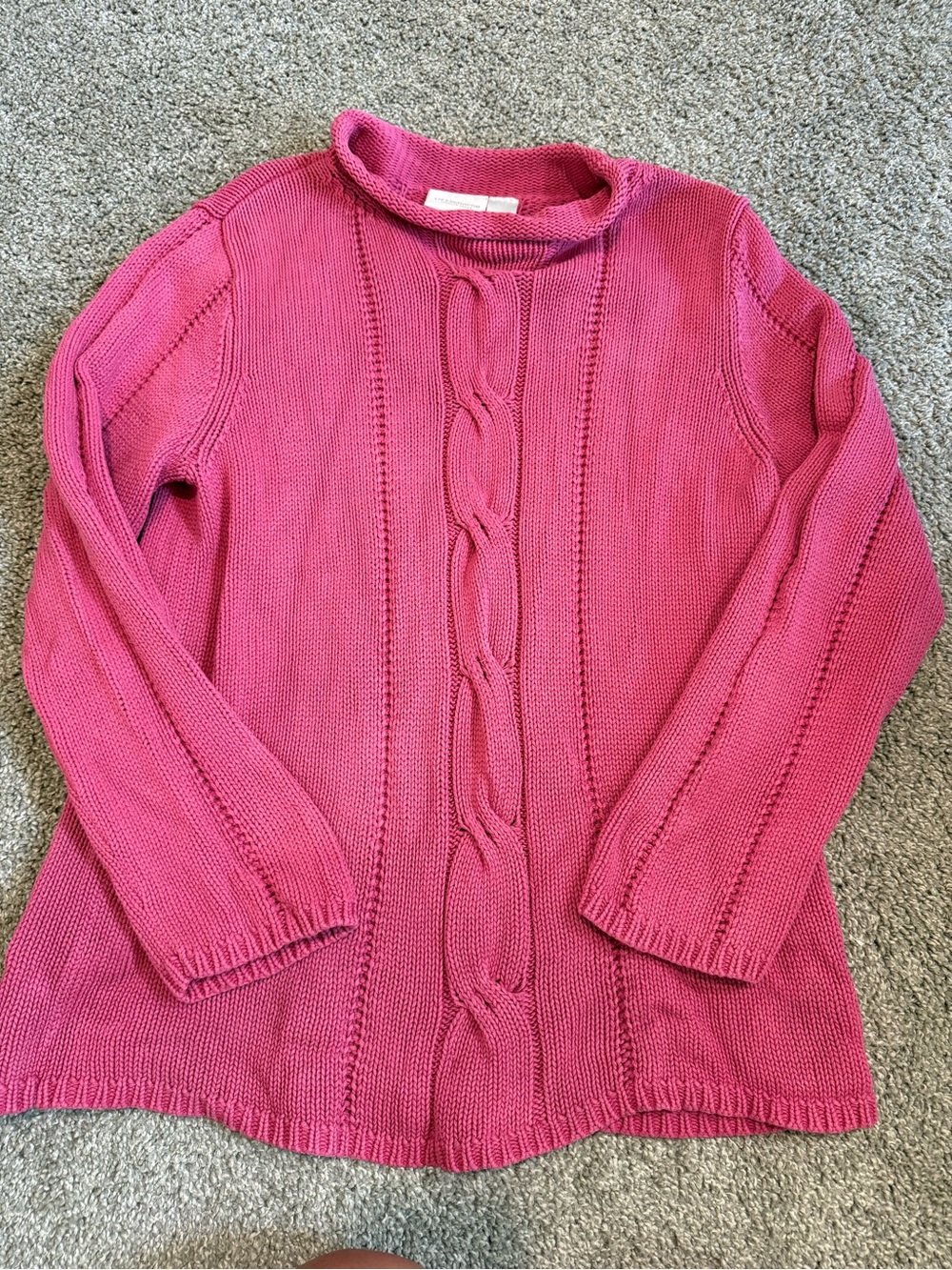 Liz Claiborne Raspberry Cable-Front Turtleneck Sweater 100% cotton